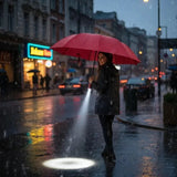 Fully automatic umbrella with rotatable LED flashlight, business wind resistant folding umbrella