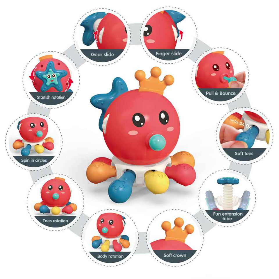 10-in-1 Octopus Baby Activity Toy – Spinning, Teething & Sensory Play