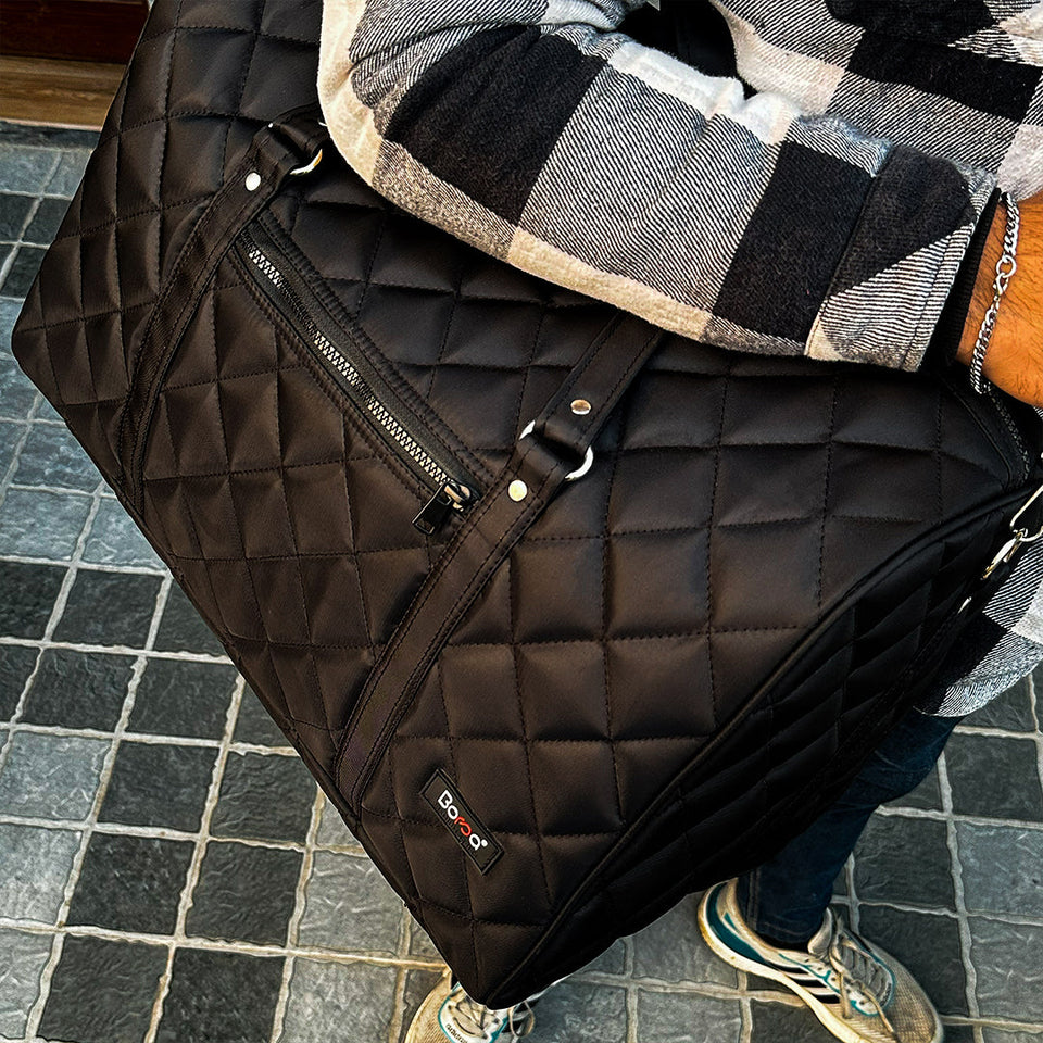 PREMIUM BLACK QUILTED DUFFLE BAG + FREE GIFT