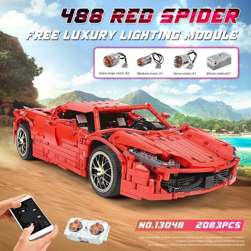 1:14 Superpower Red Sports Car Building Blocks Set
