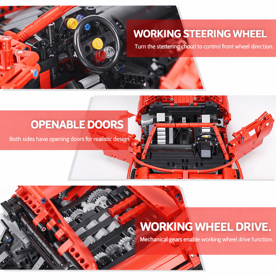 1:14 Superpower Red Sports Car Building Blocks Set