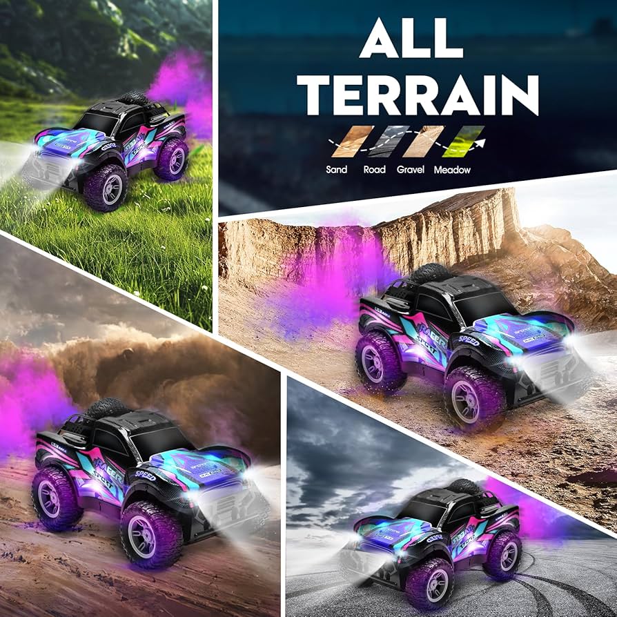 🚙💨 1:16 RC Mist Spray Off-Road Truck with LED Lights & Dual Batteries