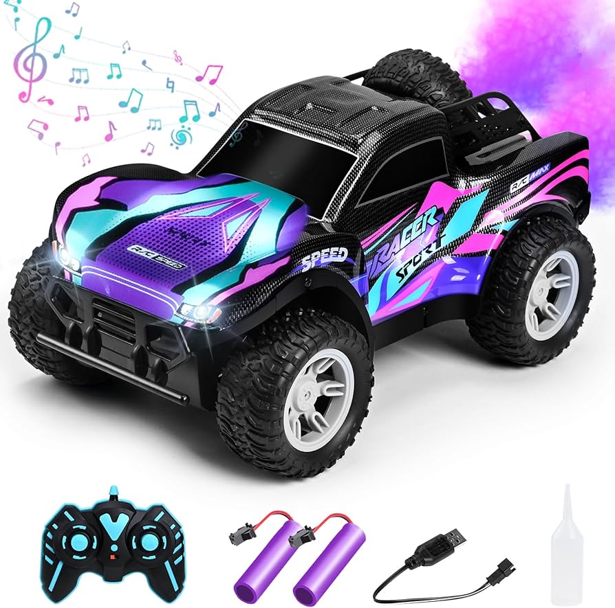 🚙💨 1:16 RC Mist Spray Off-Road Truck with LED Lights & Dual Batteries