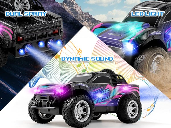 🚙💨 1:16 RC Mist Spray Off-Road Truck with LED Lights & Dual Batteries