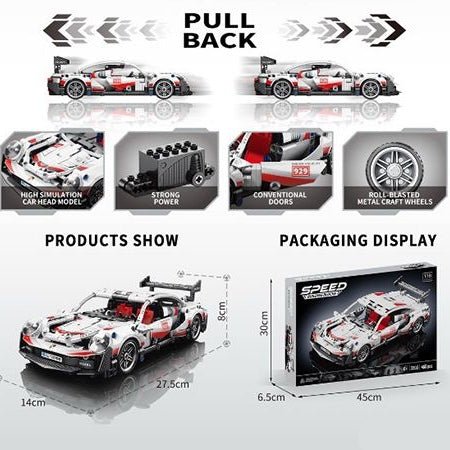 1:18 Scale Lego Sports Car Blocks Set – 455 PCS Racing Build Kit
