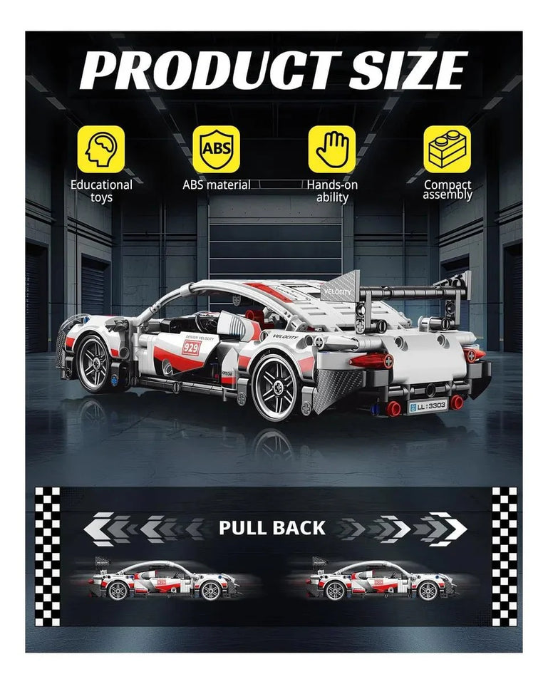 1:18 Scale Lego Sports Car Blocks Set – 455 PCS Racing Build Kit