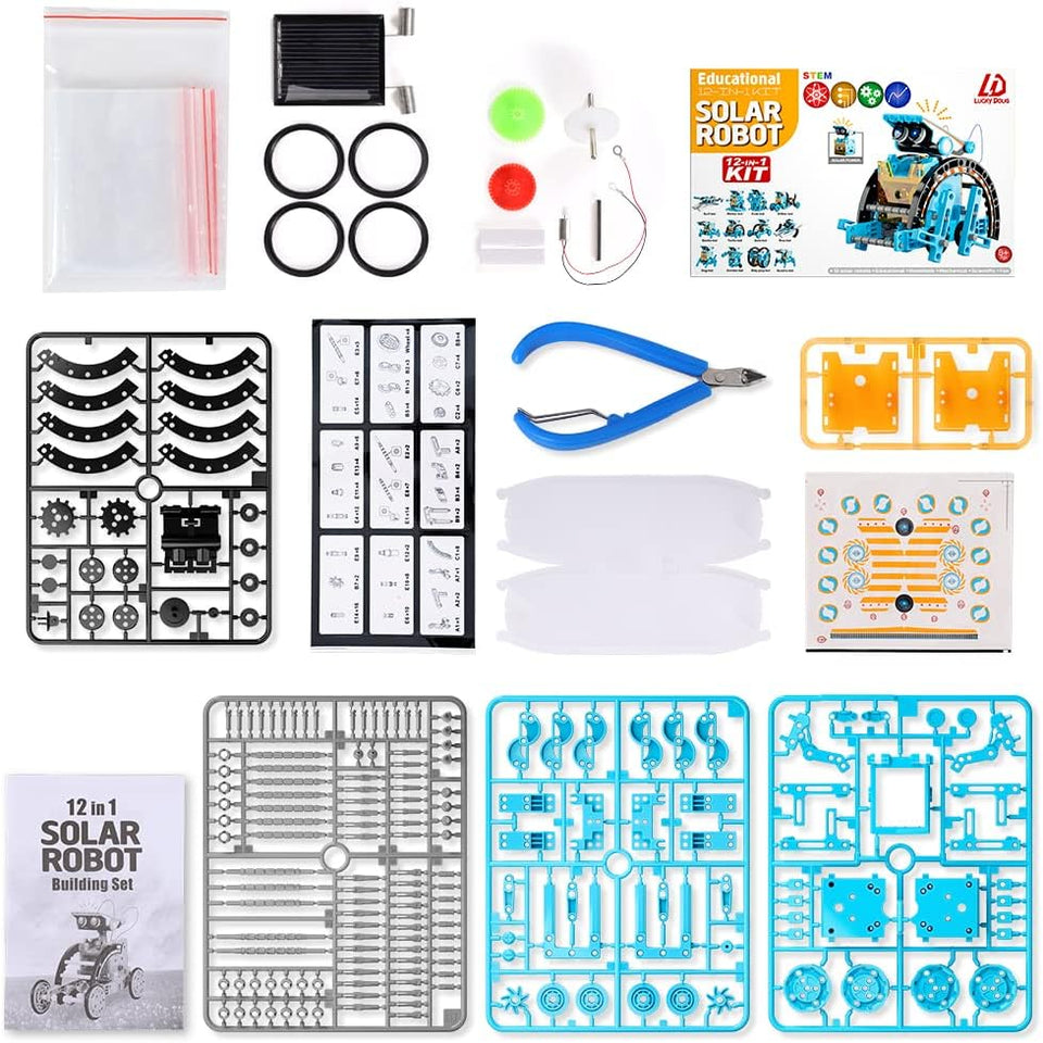 12-in-1 Solar Robot Kit for Kids – STEM Educational Building Set