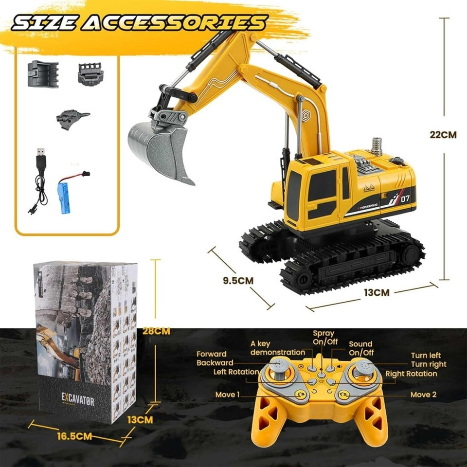 1:20 RC Excavator Construction Vehicle with 360° Rotation & Working Arm with Smoke