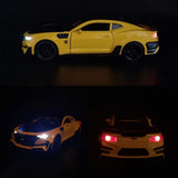 1:24 Chevrolet Camaro Diecast Car with Smoke Effect – Metal Body, Doors Open, Light & Sound