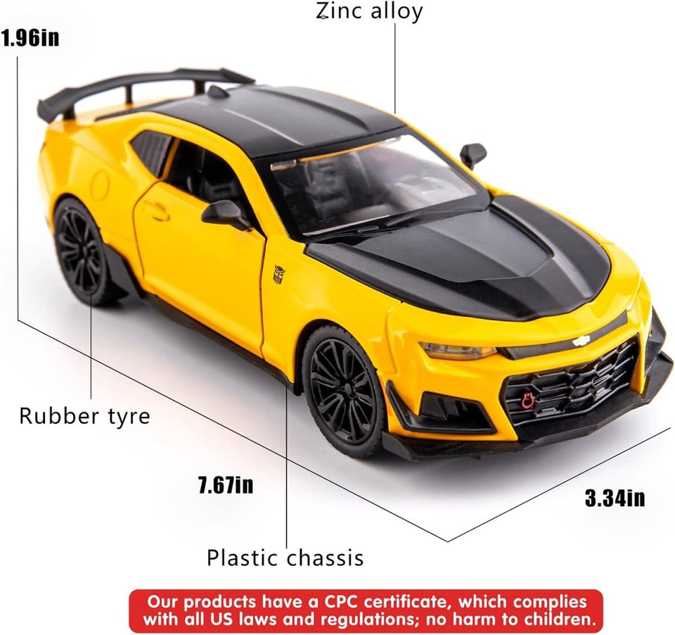 1:24 Chevrolet Camaro Diecast Car with Smoke Effect – Metal Body, Doors Open, Light & Sound