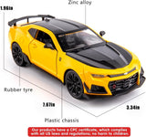 1:24 Chevrolet Camaro Diecast Car with Smoke Effect – Metal Body, Doors Open, Light & Sound