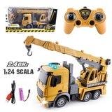 1:24 Rechargeable RC Construction Crane – 2.4G Remote Control Truck with Lights & 7 Functions