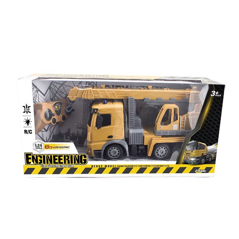 1:24 Rechargeable RC Construction Crane – 2.4G Remote Control Truck with Lights & 7 Functions