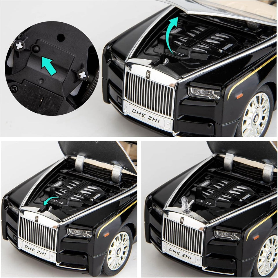 1:24 Rolls Royce Phantom Diecast Car – Metal Body, Doors Open, Light & Sound