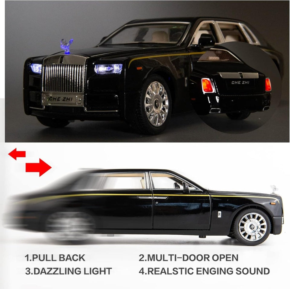 1:24 Rolls Royce Phantom Diecast Car – Metal Body, Doors Open, Light & Sound