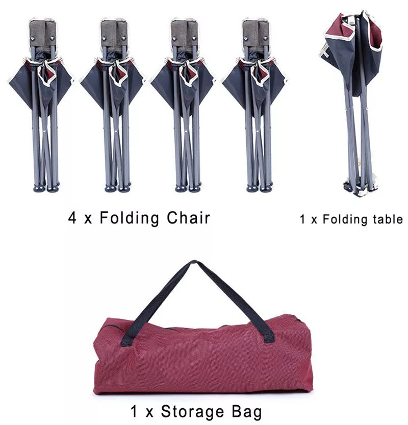 Outdoor Folding Table with 4 Chairs Set for Camping