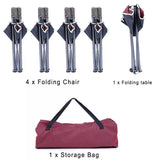 Outdoor Folding Table with 4 Chairs Set for Camping