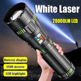 Ultra long TorchSuper Bright White Laser Flashlight Use 4*181350Battery Rechargeable Powerful Al Alloy Torch Waterproof Zoom Tactical Flashlight