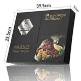 24 Pcs Premium Stainless Steel Dining Cutlery Set Golden Black