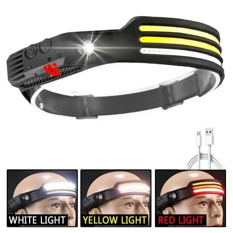 1000LM Silicone Motion Sensor Headlight IPX4 Waterproof COB Head Torch