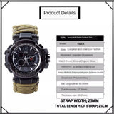 Yuzex Survival Watch, 6 in 1 Paracord Bracelet Compass Watch