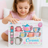 DIY Ceramic Tea Set for Kids  – Paint Your Own Tea Party Playset | 18 Pcs