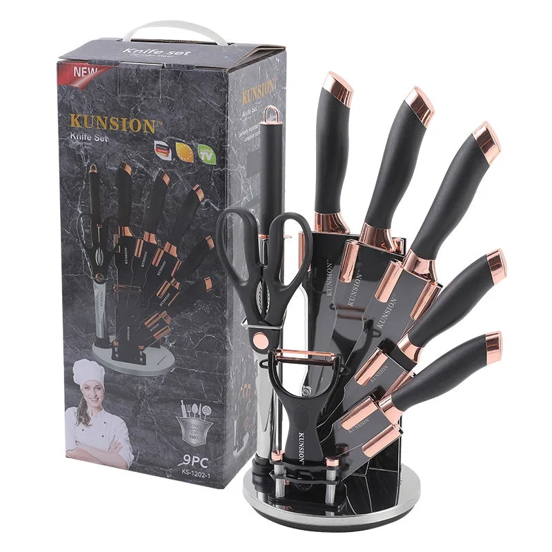 9PCS Kitchen K-nife Set, Professional Stainless Steel