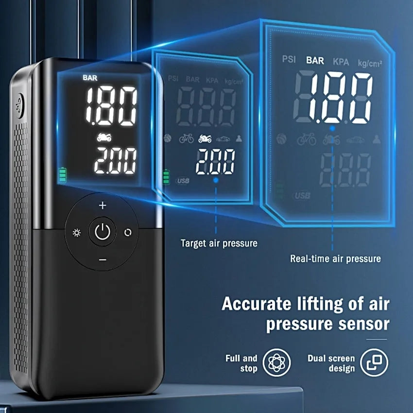 Digital Rechargeable Tyre Air Inflator & Power Bank Imported