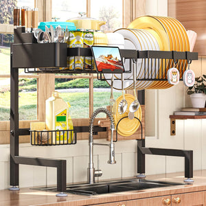 Hash Mart Over The Sink Dish Rack with Kitchen Organization