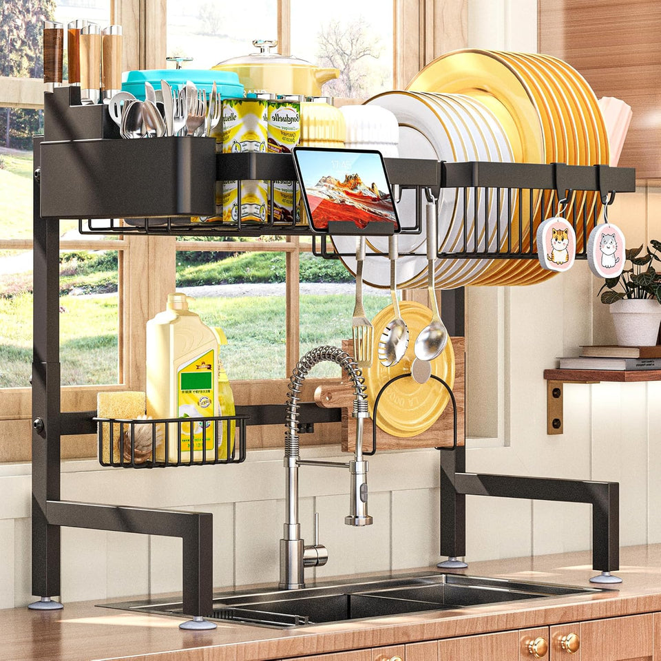 Hash Mart Over The Sink Dish Rack with Kitchen Organization