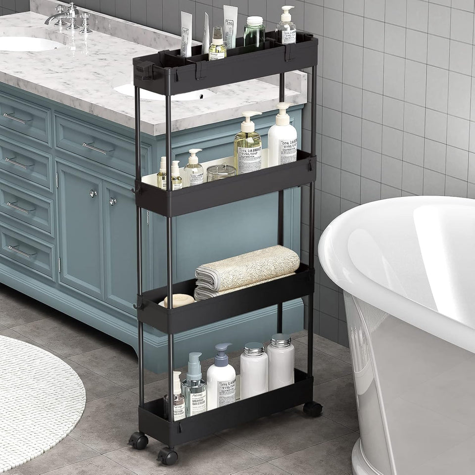 4 Tier Slim Storage Trolly with Wheels