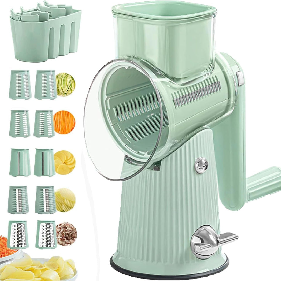 HaHshmart Manual Tabletop Drum Grater &amp; Vegetable Slicer – Multifunction Kitchen Cutter