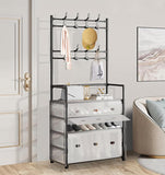 Dust Proof Coat & Shoe Rack with Hooks