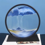 3D Hourglass Quicksand Moving Sand Art Picture Round Glass Deep Sea Sandscape Craft Flowing Painting Office Home