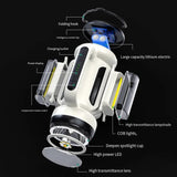 Portable LED Spotlight with Side Camping Light USB Rechargeable Searchlight with Power Bank Flood Flashlight
