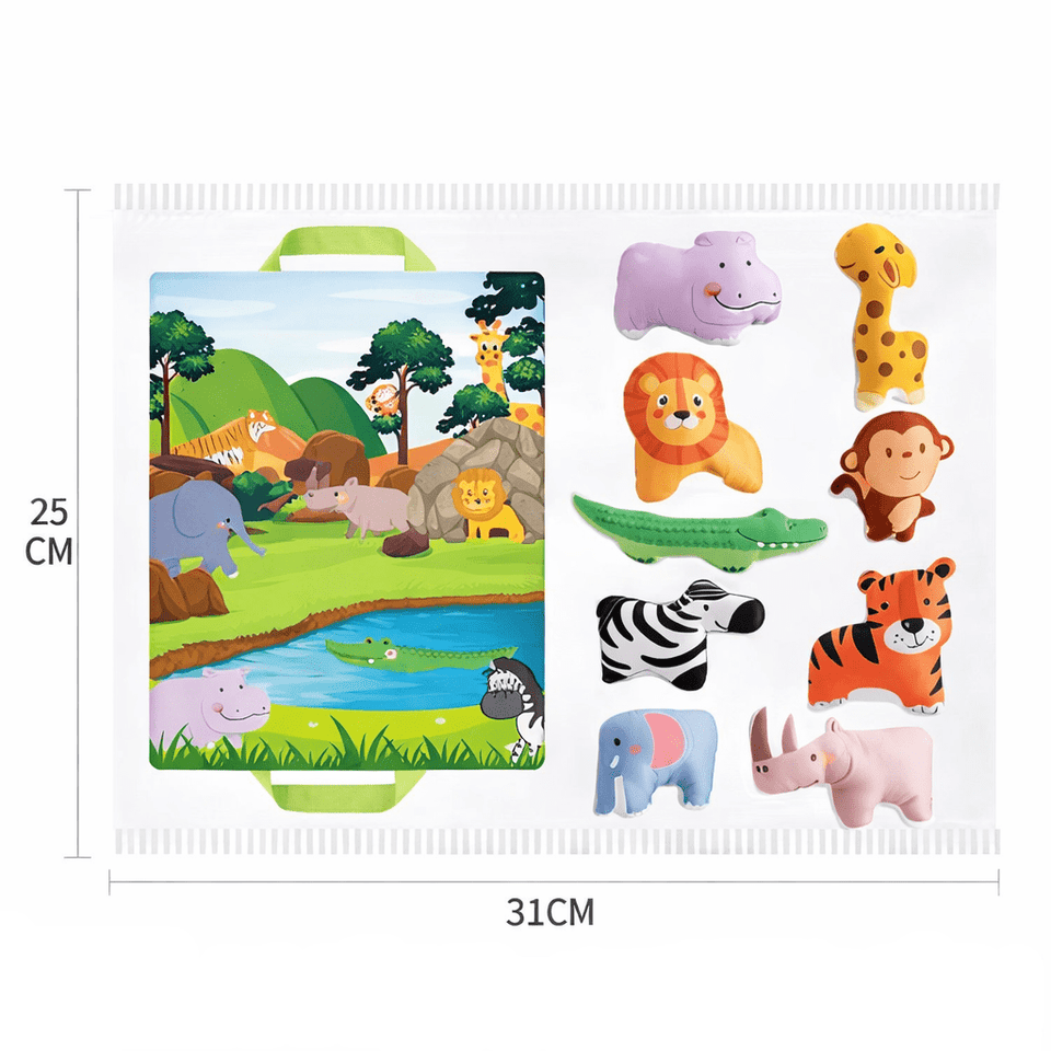 2-in-1 Animal Adventure Play Mat – Reusable Sticker Activity Set