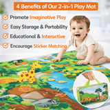 2-in-1 Animal Adventure Play Mat – Reusable Sticker Activity Set