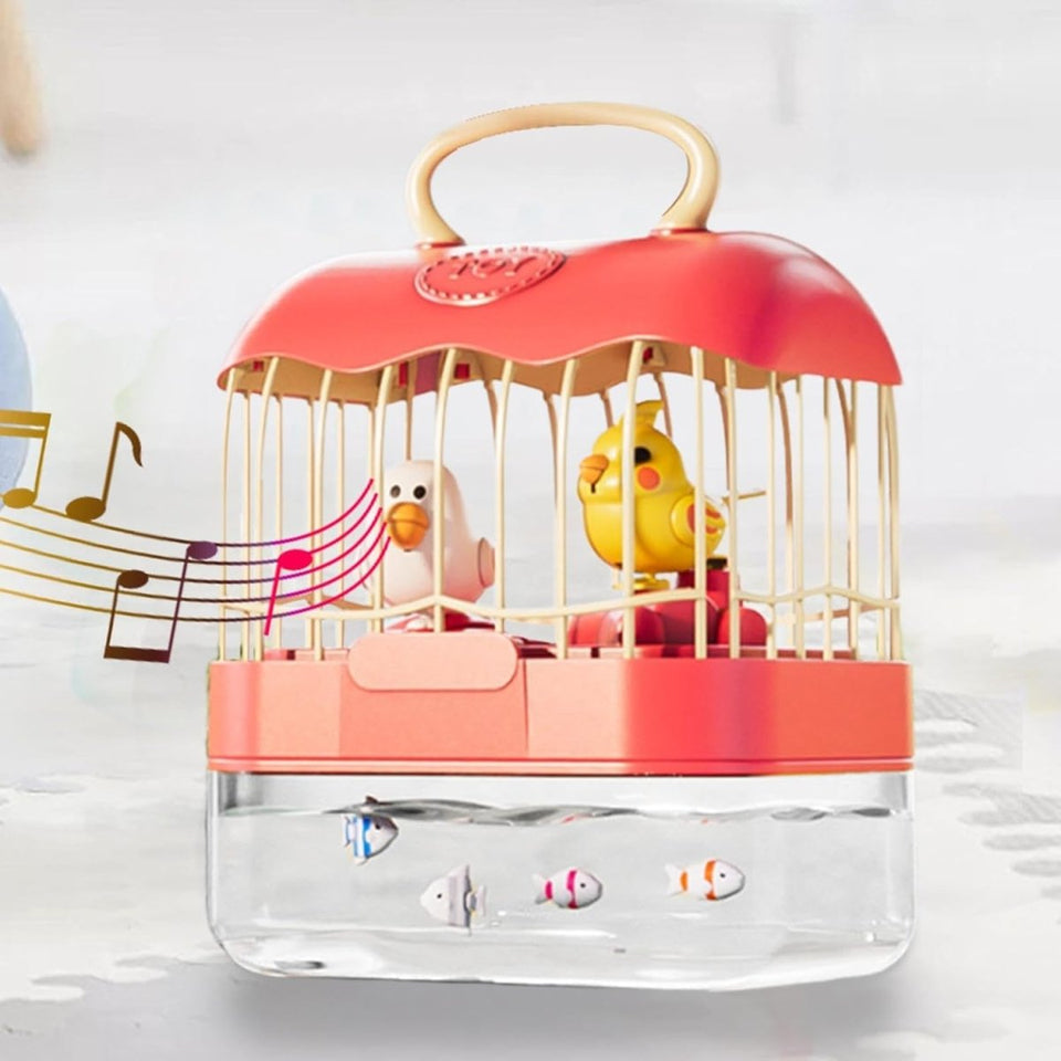 2-in-1 Birdcage & Fish  Tank Playset – Lights, Music &  Moving Fish