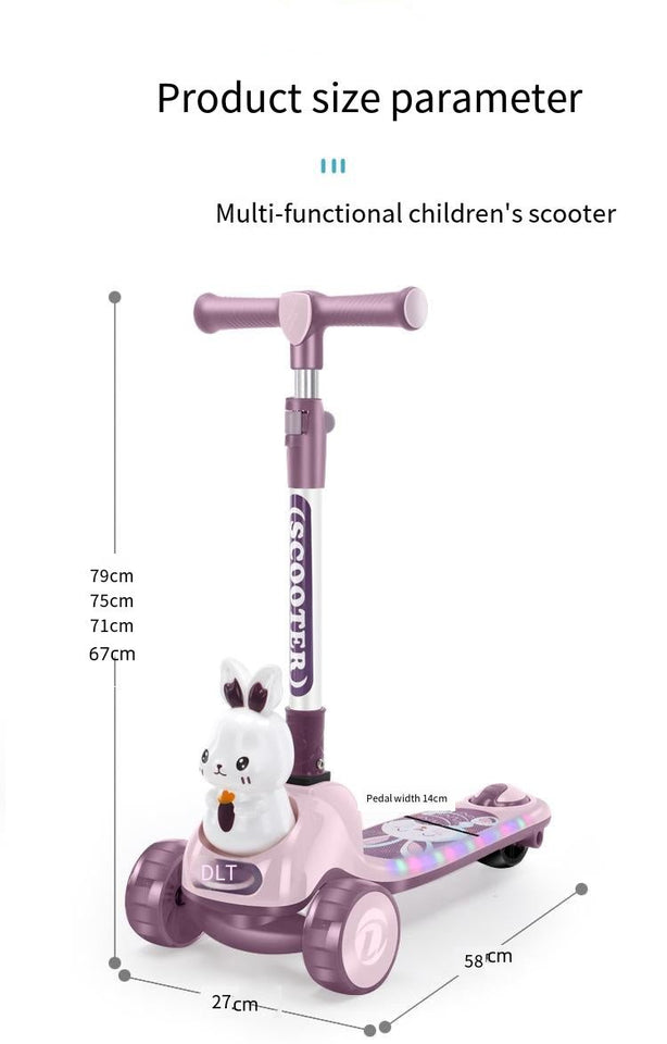 2 in 1 Bunny Scooty With Light-Up Wheels
