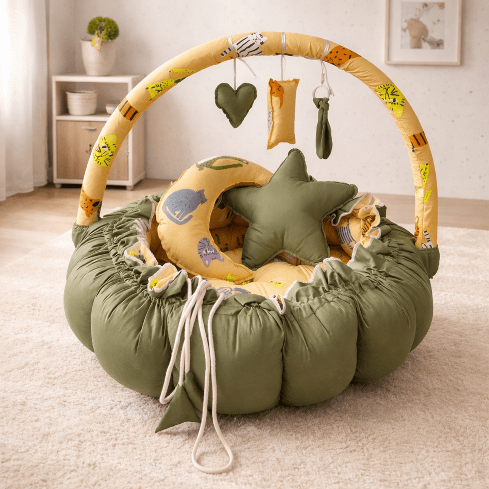 2-in-1 Reversible Baby Sleeping Cot – Soft Round Nest Bed for Newborn