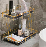 2-Tier Rectangular Golden Vanity Stand