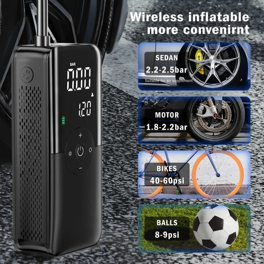Digital Rechargeable Tyre Air Inflator & Power Bank Imported