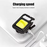 Multi-Function COB Rechargeable Keychain Light Mini Flashlight Portable Pocket Work Light with Bottle Opener