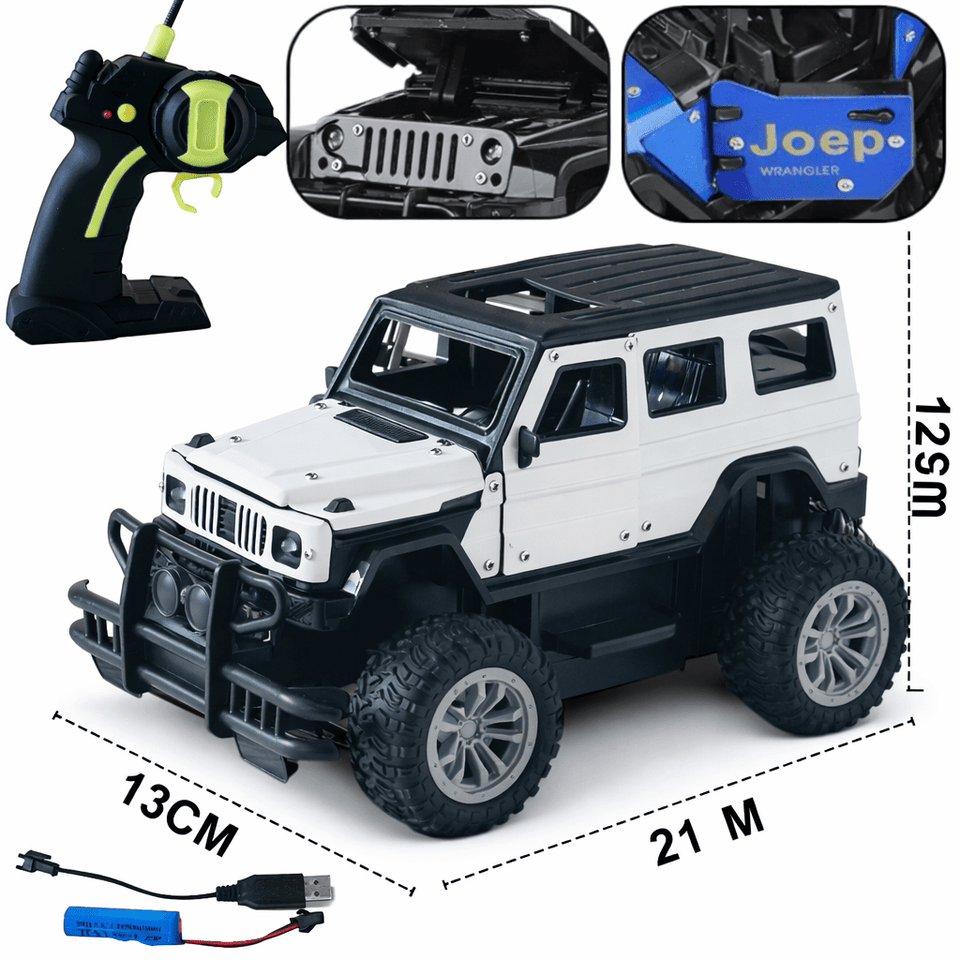 2.4GHz Off-Road Metal Body Remote Control Rock Crawler Jeep with Opening Doors & All-Terrain Tires