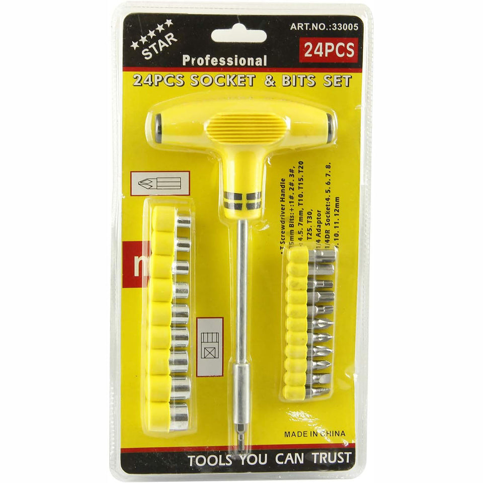 24 Pieces Socket and Bits Tool Set