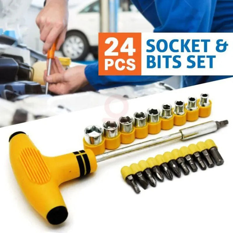 24 Pieces Socket and Bits Tool Set