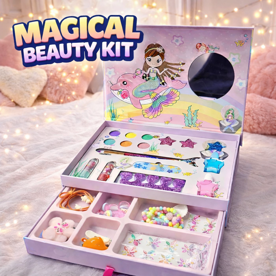 🌈 25+ Elements Mermaid Dream Glow Makeup & Jewellery Creative Box