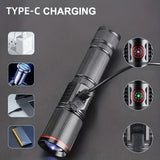 Powerful LED Flashlight Rechargeable Portable Torch White Laser Outdoor Light