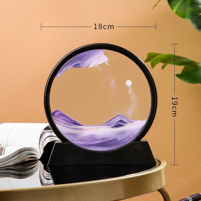3D Hourglass Quicksand Moving Sand Art Picture Round Glass Deep Sea Sandscape Craft Flowing Painting Office Home