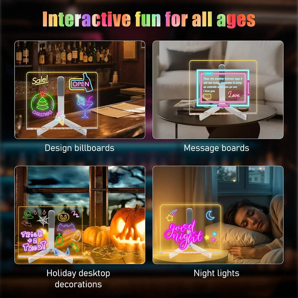 Acrylic LED Writing and Drawing Board with 7 Colour Pen